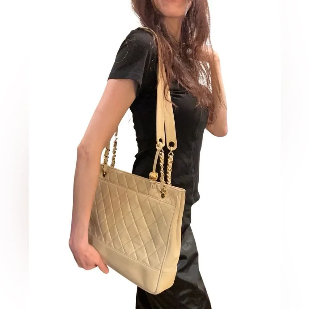 CHANEL Tan Quilted Leather Shoulder Bag